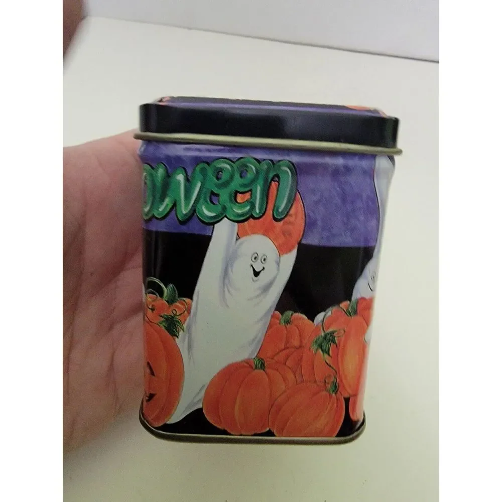Vintage Tin With Lid Halloween‎ Candle Holiday Ghosts